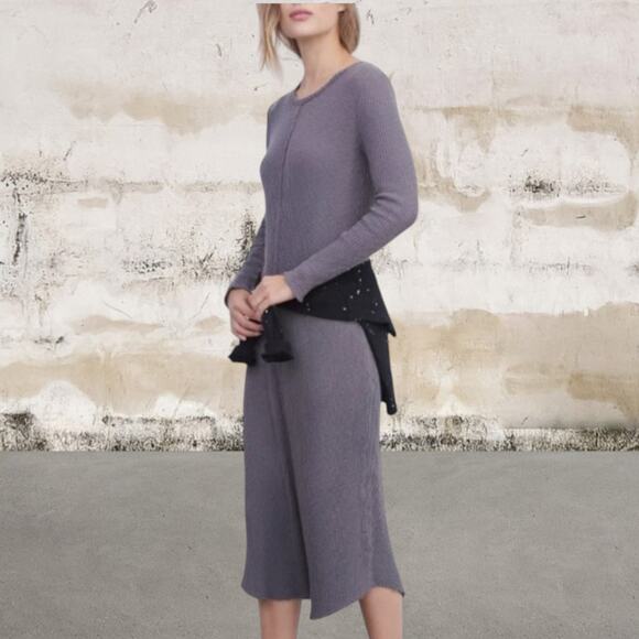 Anthropologie Dresses & Skirts - Anthropologie T.LA $88 Sasha Ribbed Cotton Gray Midi Dress Medium NWT